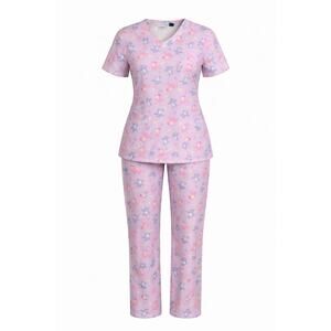 Care Bears Scrub Set Womens Medium Pink Rainbow Bear Top Pants Nurse Lavender